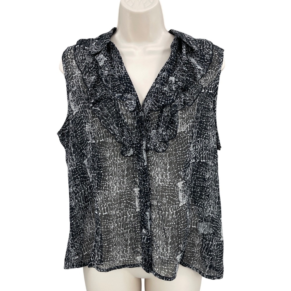 Ruffle Boho Blouse Statement Dark Fairy Whimsigoth Artsy Button Sheer Top Size L